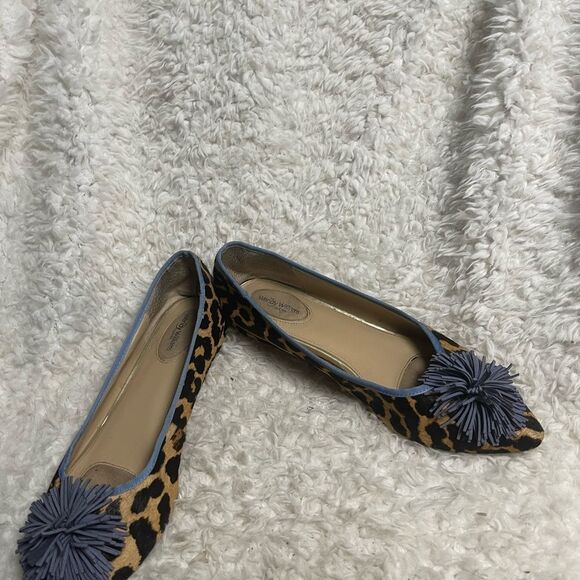 Wendy Williams leather calf hair Leopard Print Flats with Blue trim SZ10W - Picture 6 of 11